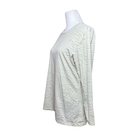 J MCLAUGHLIN Catalina Cloth Top Women Large 3/4 Sleeve Stretchy Zebra Gray Cream - Picture 3 of 11